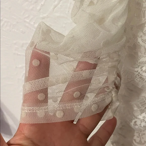 For Love And Lemons Sheer White Lace Long-Sleeve Dress Small